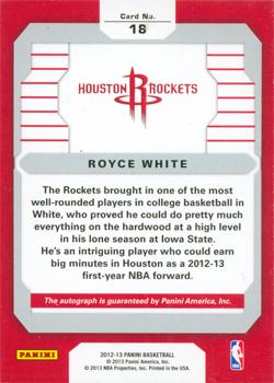 2012-13 Panini - Rookie Signatures #18 Royce White Back