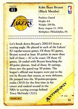 2012-13 Panini Kobe Anthology #81 Kobe Bryant Back