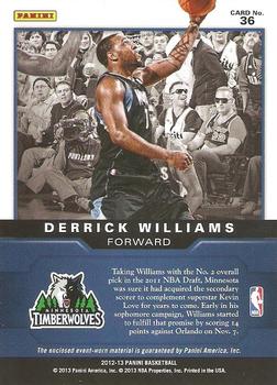 2012-13 Panini - Game Jerseys #36 Derrick Williams Back