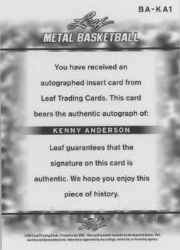 2012-13 Leaf Metal #BA-KA1 Kenny Anderson Back