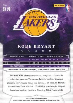 2012-13 Panini Brilliance - Above and Beyond #98 Kobe Bryant Back