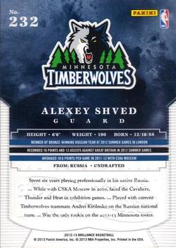2012-13 Panini Brilliance - Above and Beyond #232 Alexey Shved Back