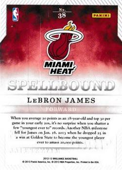2012-13 Panini Brilliance - Spellbound #38 LeBron James Back