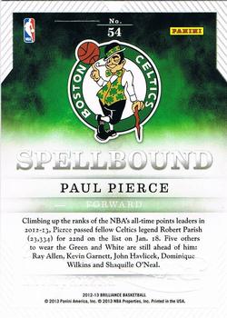 2012-13 Panini Brilliance - Spellbound #54 Paul Pierce Back