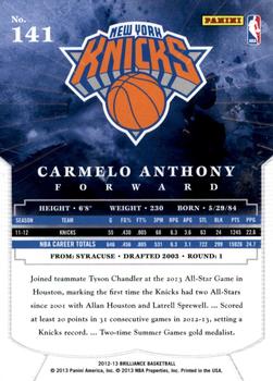 2012-13 Panini Brilliance - Starburst #141 Carmelo Anthony Back