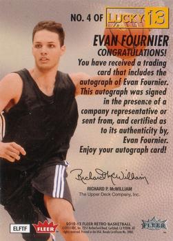2012-13 Fleer Retro - 96-97 Lucky 13 Autographs #4 Evan Fournier Back