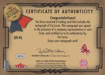 2012-13 Fleer Retro - 99-00 Flair Showcase Fresh Ink #SFI-FL Fat Lever Back
