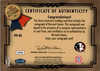 2012-13 Fleer Retro - 99-00 Focus Fresh Ink #FFI-BJ Bernard James Back