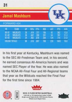 2012-13 Fleer Retro - Autographs #31 Jamal Mashburn Back