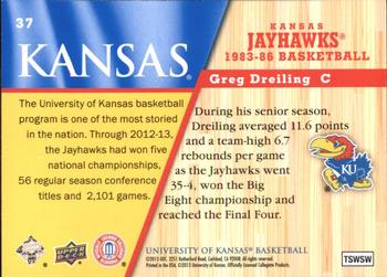 2013 Upper Deck University of Kansas #37 Greg Dreiling Back