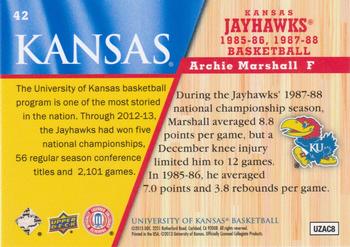 2013 Upper Deck University of Kansas #42 Archie Marshall Back