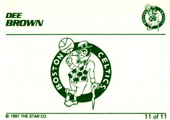 1990-91 Star Dee Brown #11 Dee Brown - Boston Celtics Back
