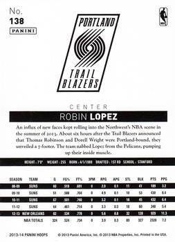 2013-14 Hoops #138 Robin Lopez Back