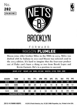 2013-14 Hoops #282 Mason Plumlee Back