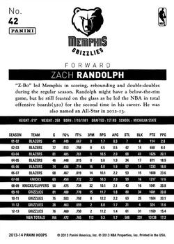 2013-14 Hoops #42 Zach Randolph Back