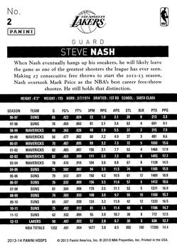 2013-14 Hoops #2 Steve Nash Back