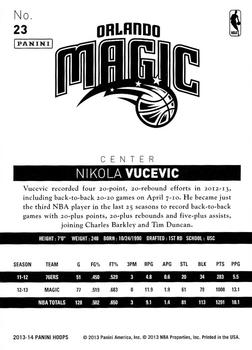 2013-14 Hoops #23 Nikola Vucevic Back
