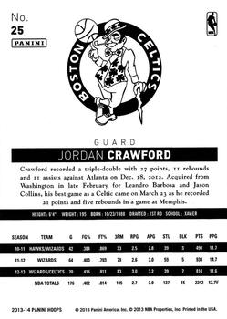 2013-14 Hoops #25 Jordan Crawford Back