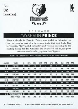 2013-14 Hoops #32 Tayshaun Prince Back
