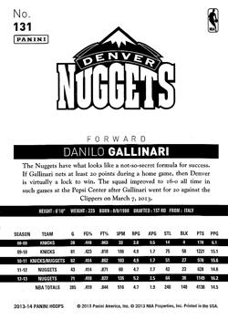2013-14 Hoops #131 Danilo Gallinari Back