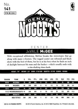 2013-14 Hoops #141 JaVale McGee Back