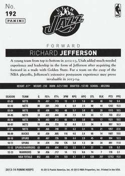 2013-14 Hoops #192 Richard Jefferson Back