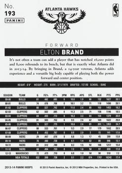 2013-14 Hoops #193 Elton Brand Back