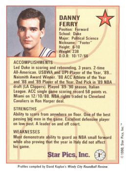 1990 Star Pics - Medallion #10 Danny Ferry Back