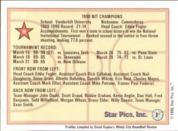 1990 Star Pics - Medallion #20 Vanderbilt Team Back