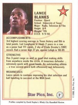 1990 Star Pics - Medallion #69 Lance Blanks Back