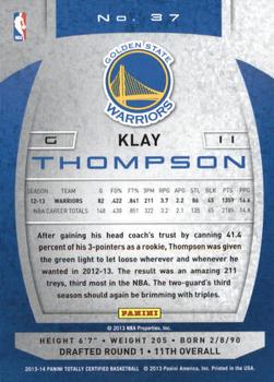 2013-14 Panini Totally Certified #37 Klay Thompson Back