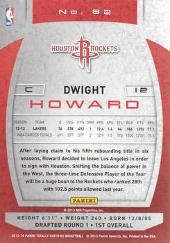 2013-14 Panini Totally Certified #82 Dwight Howard Back