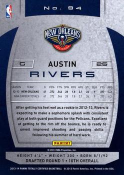 2013-14 Panini Totally Certified #94 Austin Rivers Back