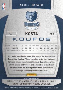 2013-14 Panini Totally Certified #200 Kosta Koufos Back
