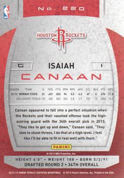 2013-14 Panini Totally Certified #220 Isaiah Canaan Back