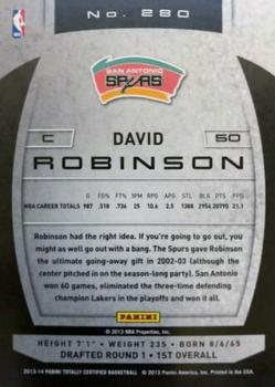 2013-14 Panini Totally Certified #280 David Robinson Back