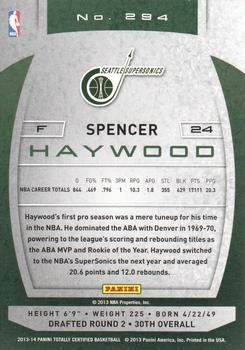2013-14 Panini Totally Certified #294 Spencer Haywood Back