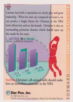 1992 Star Pics #10 Christian Laettner Back