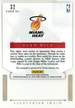 2012-13 Panini Elite Series - Veteran Inscriptions Autographs #32 Glen Rice Back