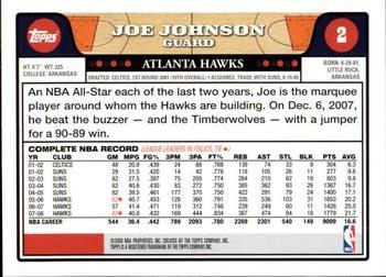 2008-09 Topps #2 Joe Johnson Back