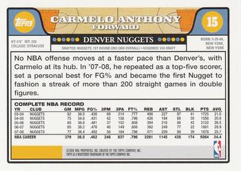 2008-09 Topps #15 Carmelo Anthony Back