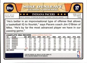 2008-09 Topps #17 Mike Dunleavy Back