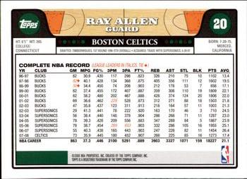2008-09 Topps #20 Ray Allen  Back