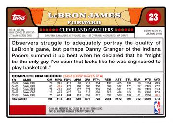 2008-09 Topps #23 LeBron James Back
