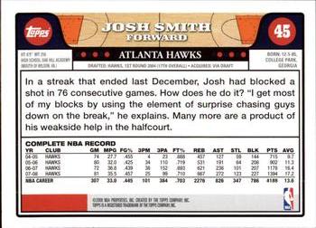 2008-09 Topps #45 Josh Smith Back