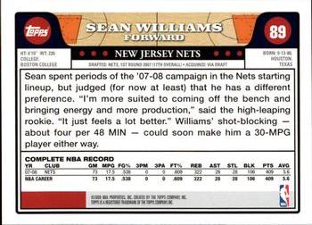 2008-09 Topps #89 Sean Williams Back