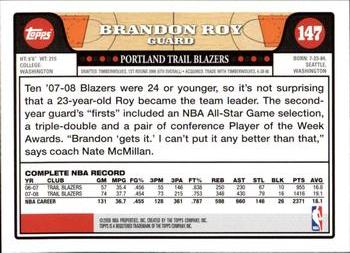 2008-09 Topps #147 Brandon Roy Back