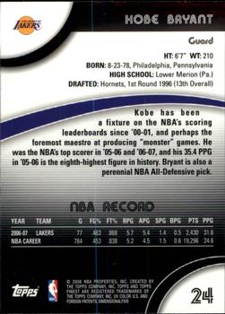 2007-08 Finest #24 Kobe Bryant Back