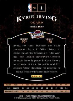 2013-14 Panini Timeless Treasures #1 Kyrie Irving Back