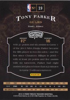 2013-14 Panini Timeless Treasures #19 Tony Parker Back